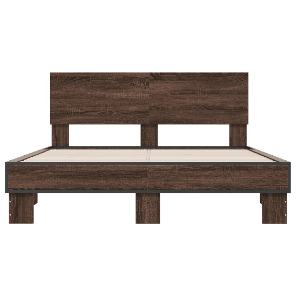 Bed frame without mattress brown oak 140x200 cm