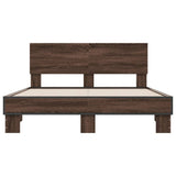 Bed frame without mattress brown oak 140x200 cm