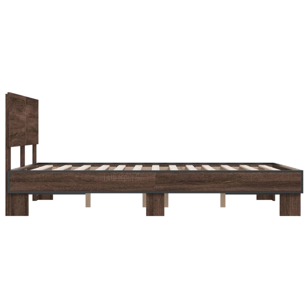 Bed frame without mattress brown oak 140x200 cm