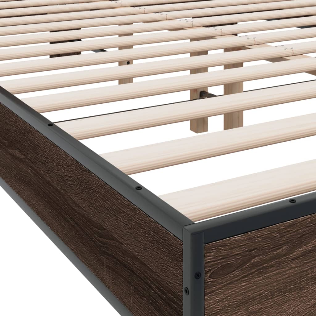 Bed frame without mattress brown oak 140x200 cm