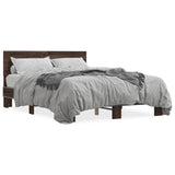 Bed frame without mattress brown oak 120x200 cm