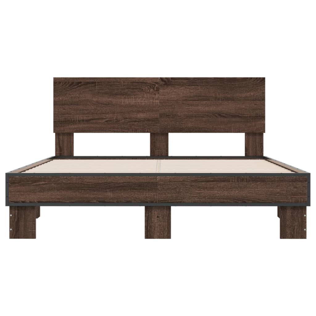 Bed frame without mattress brown oak 120x200 cm