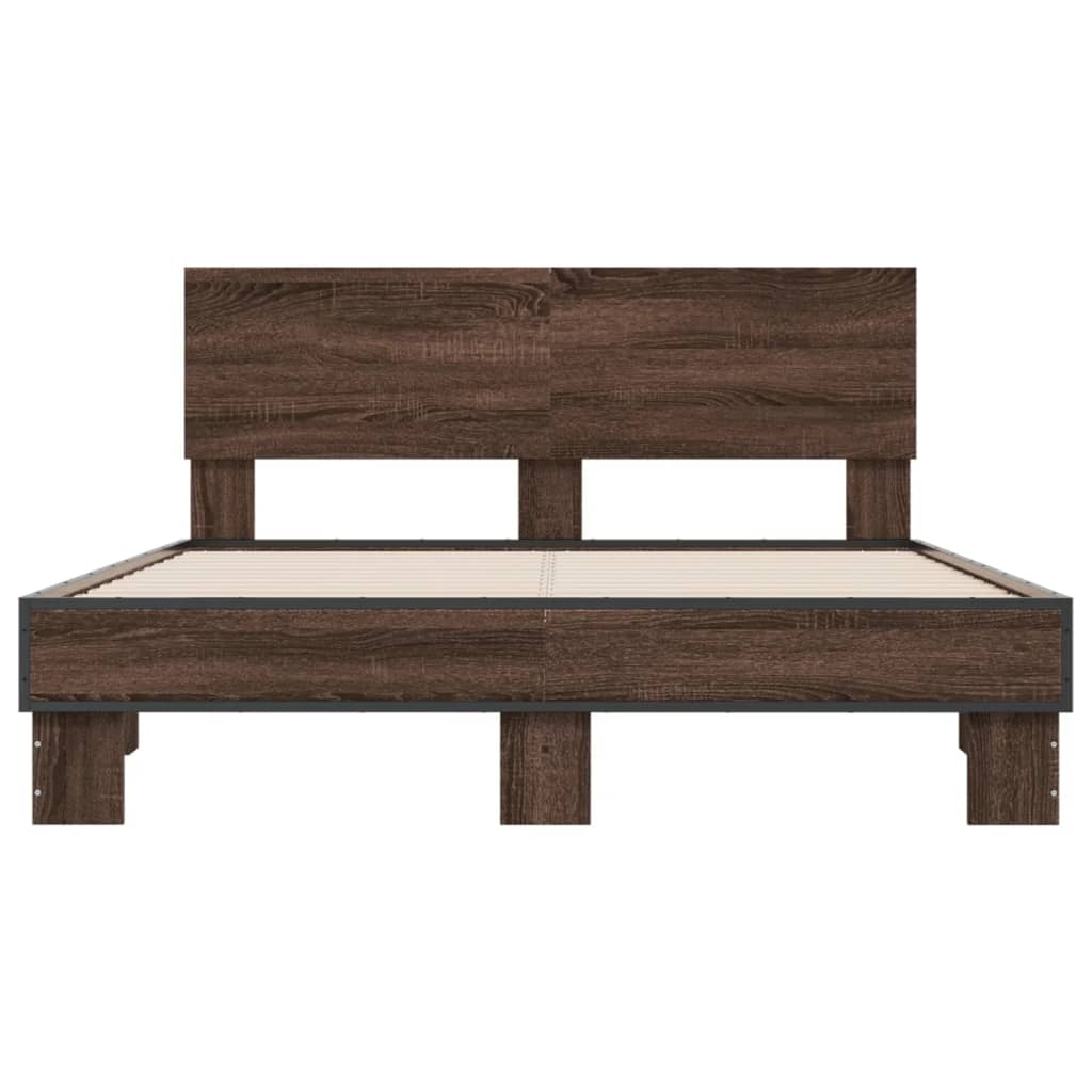 Bed frame without mattress brown oak 120x190 cm