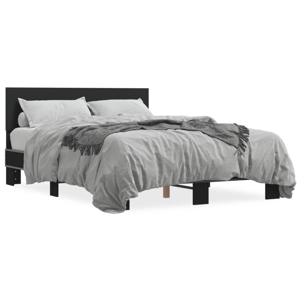 Cadre de lit sans matelas noir 135x190 cm