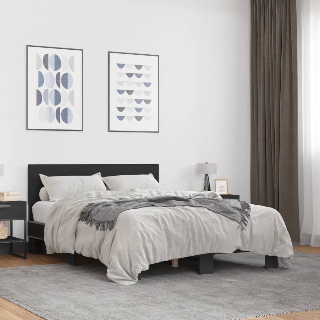 Cadre de lit sans matelas noir 135x190 cm