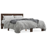 Bed frame without mattress brown oak 135x190 cm