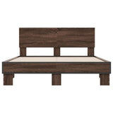 Bed frame without mattress brown oak 135x190 cm