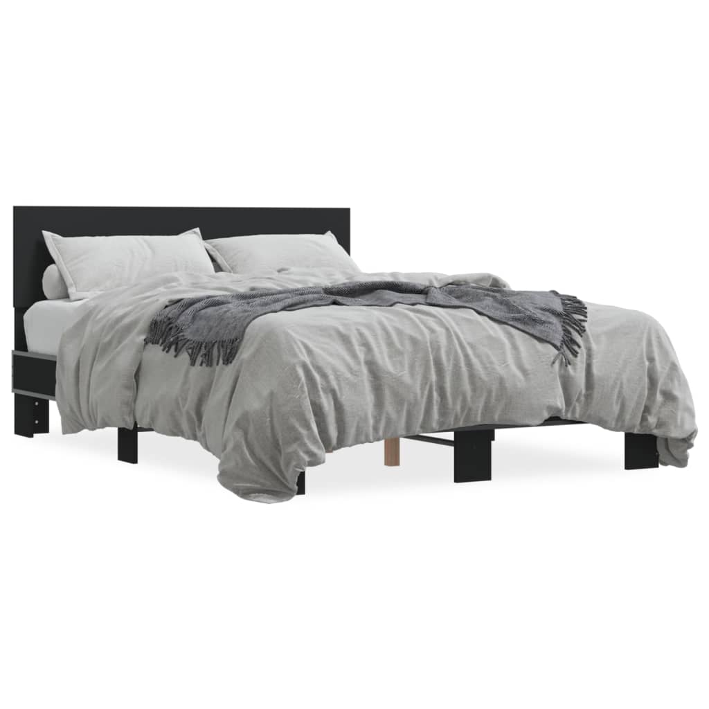 Cadre de lit sans matelas noir 140x190 cm