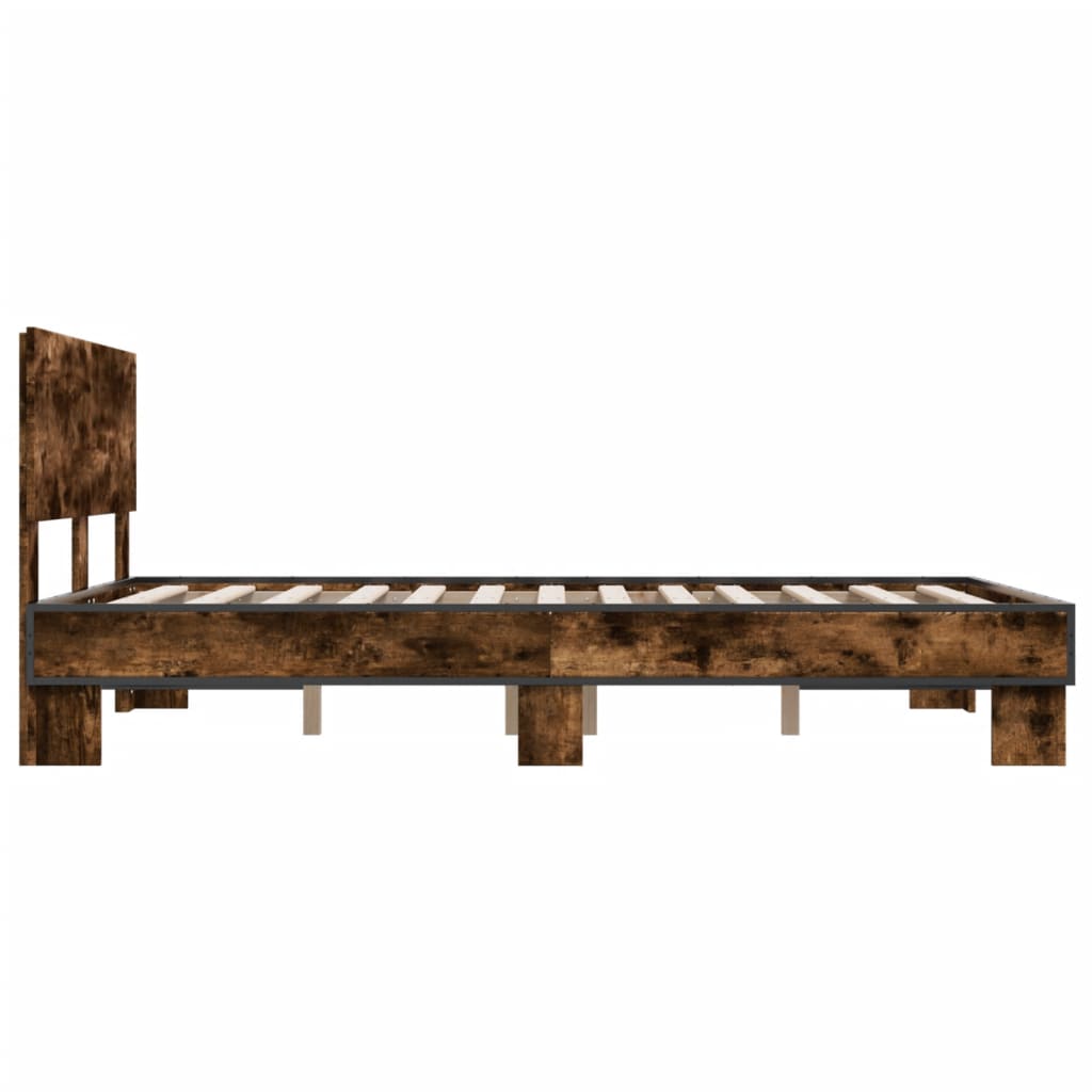 Cadre de lit sans matelas chêne fumé 140x190 cm