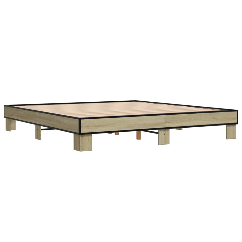 Bed frame without mattress sonoma oak 200x200 cm