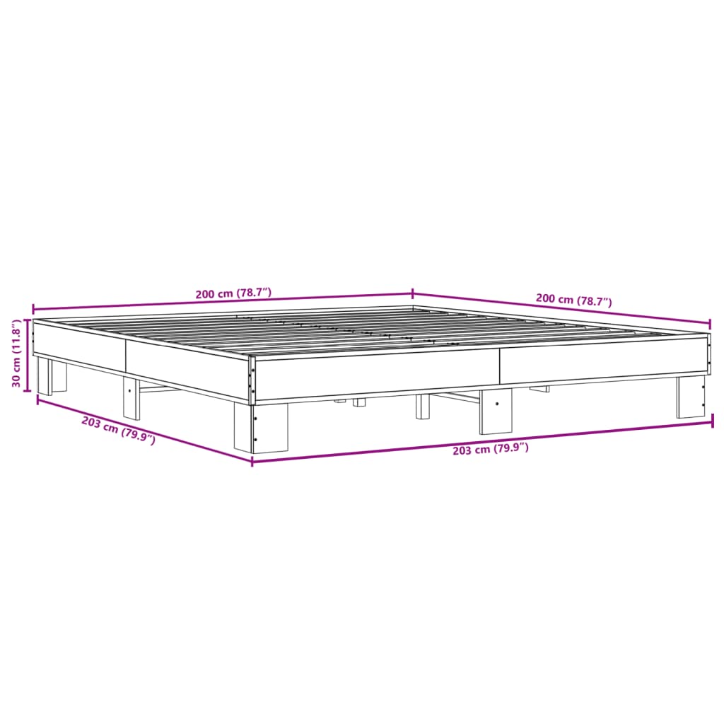 Bed frame without mattress sonoma oak 200x200 cm