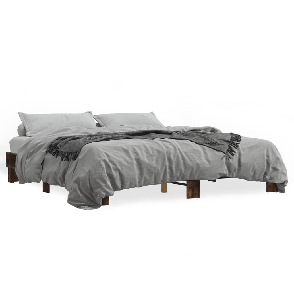 Cadre de lit sans matelas chêne fumé 200x200 cm