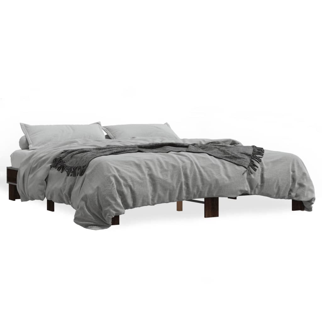 Bed frame without mattress brown oak 200x200 cm