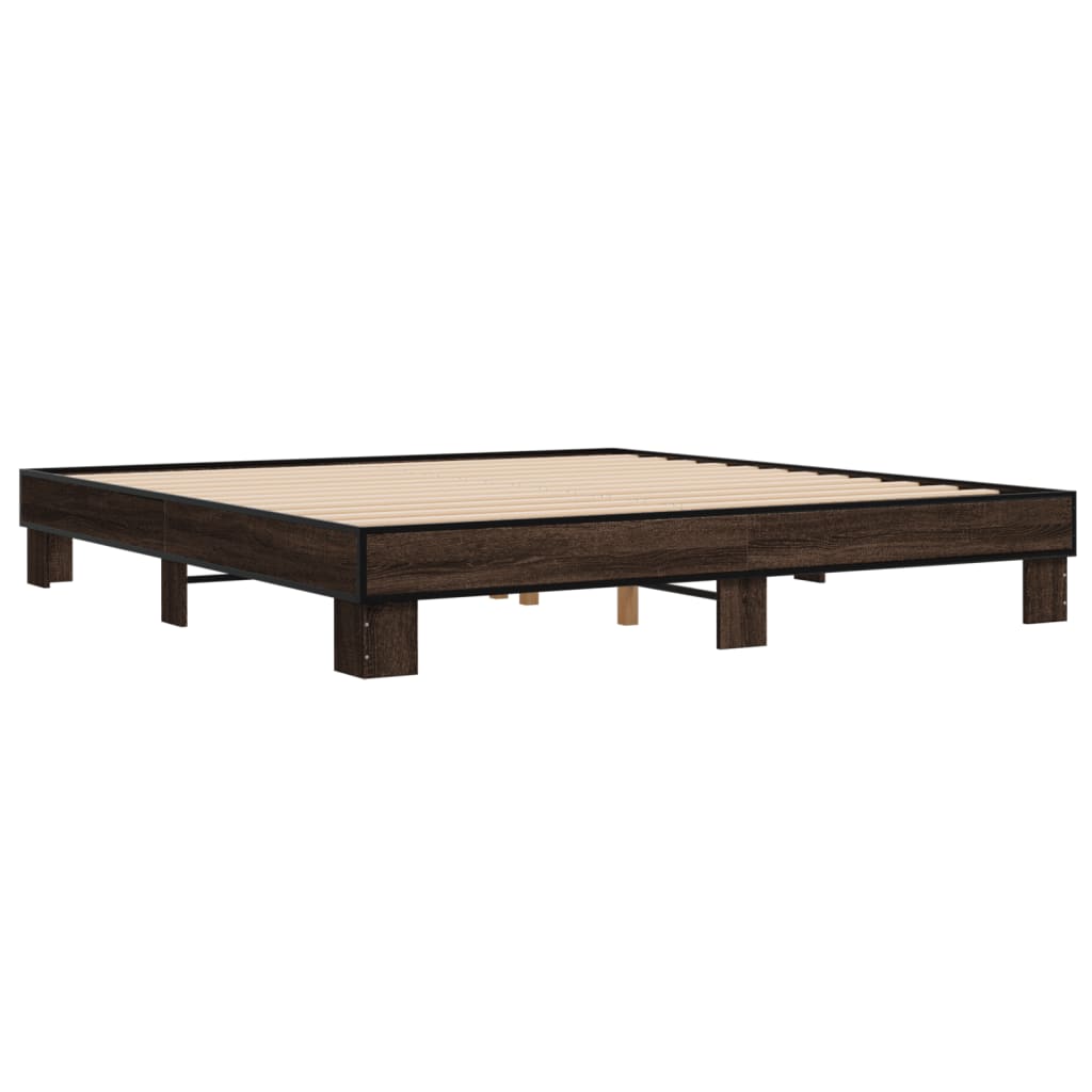 Bed frame without mattress brown oak 200x200 cm