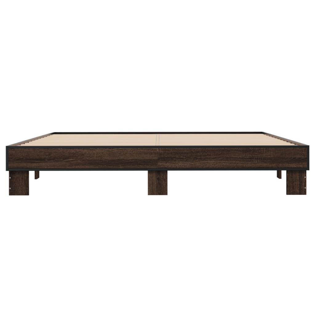 Bed frame without mattress brown oak 200x200 cm