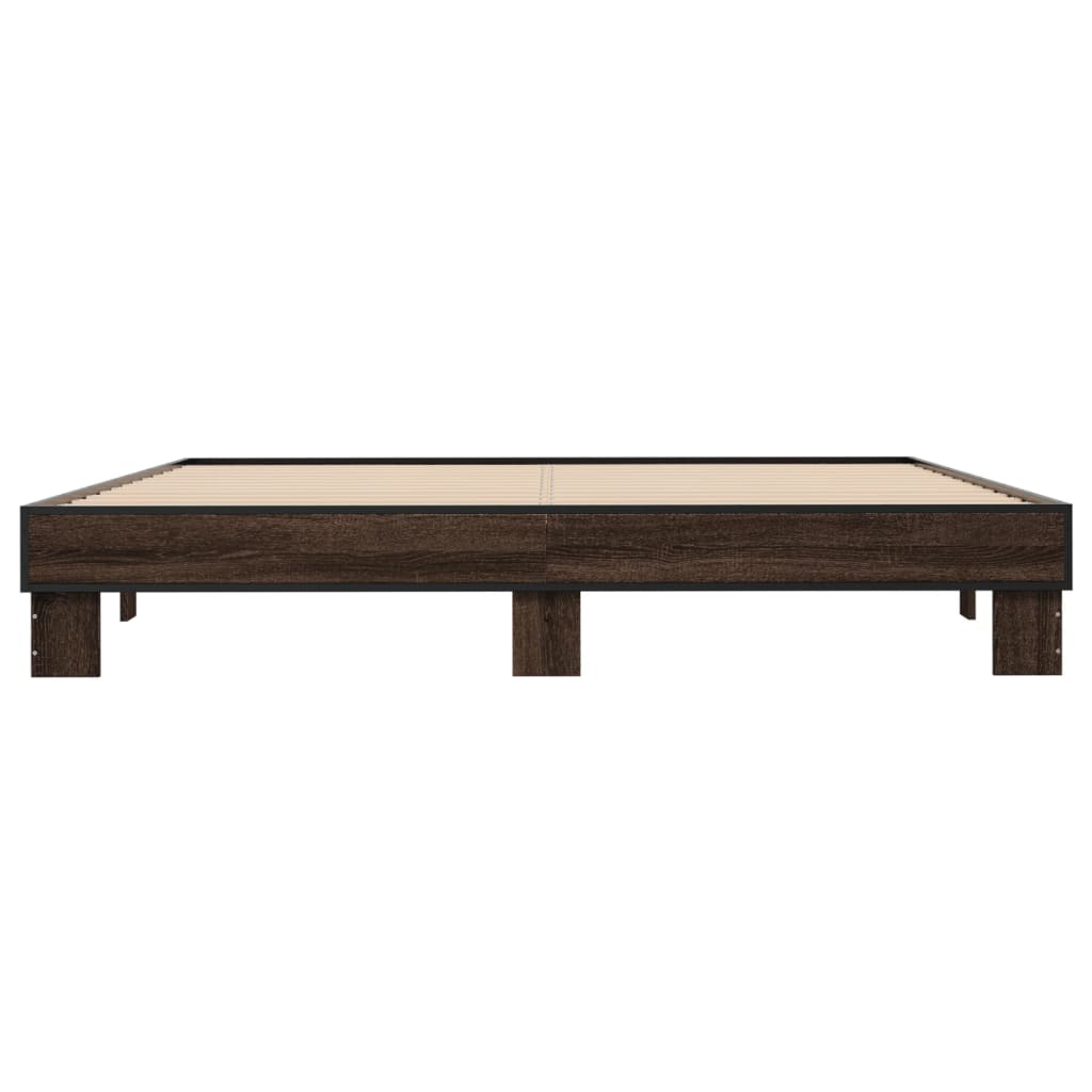 Bed frame without mattress brown oak 180x200 cm