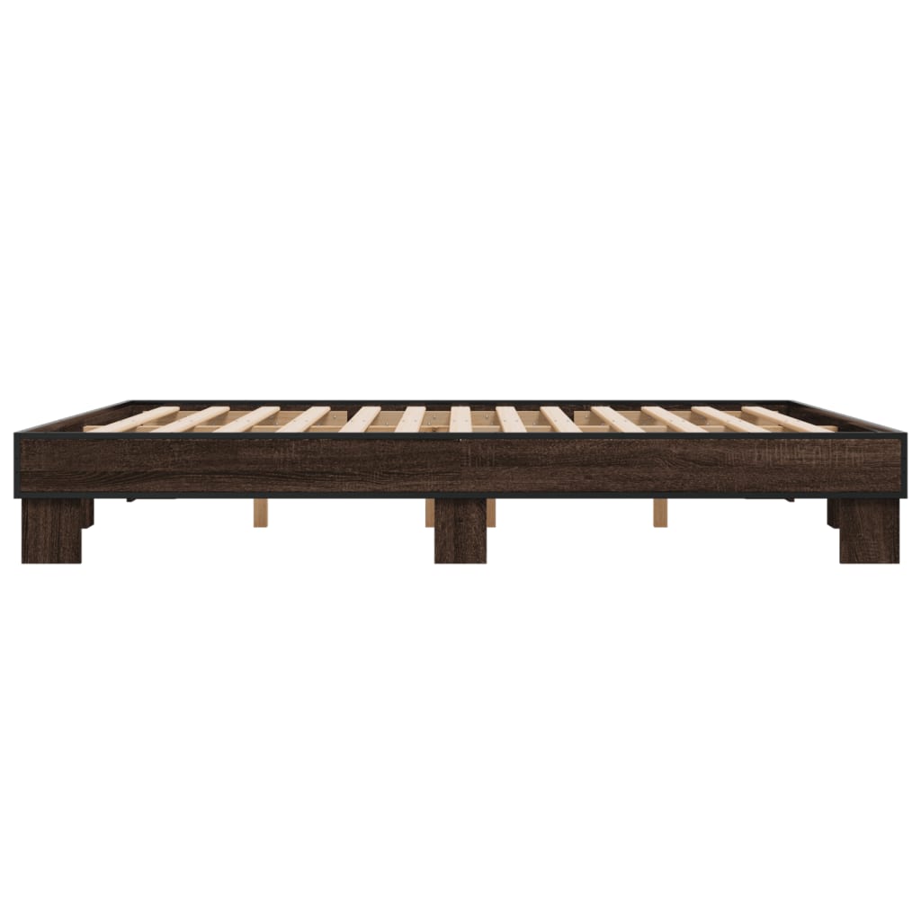 Bed frame without mattress brown oak 180x200 cm