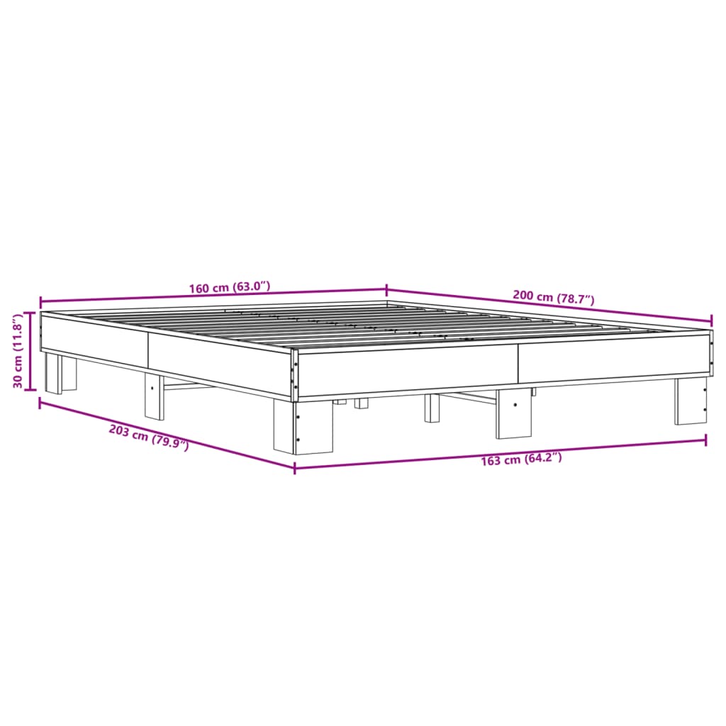 Cadre de lit sans matelas chêne sonoma 160x200 cm