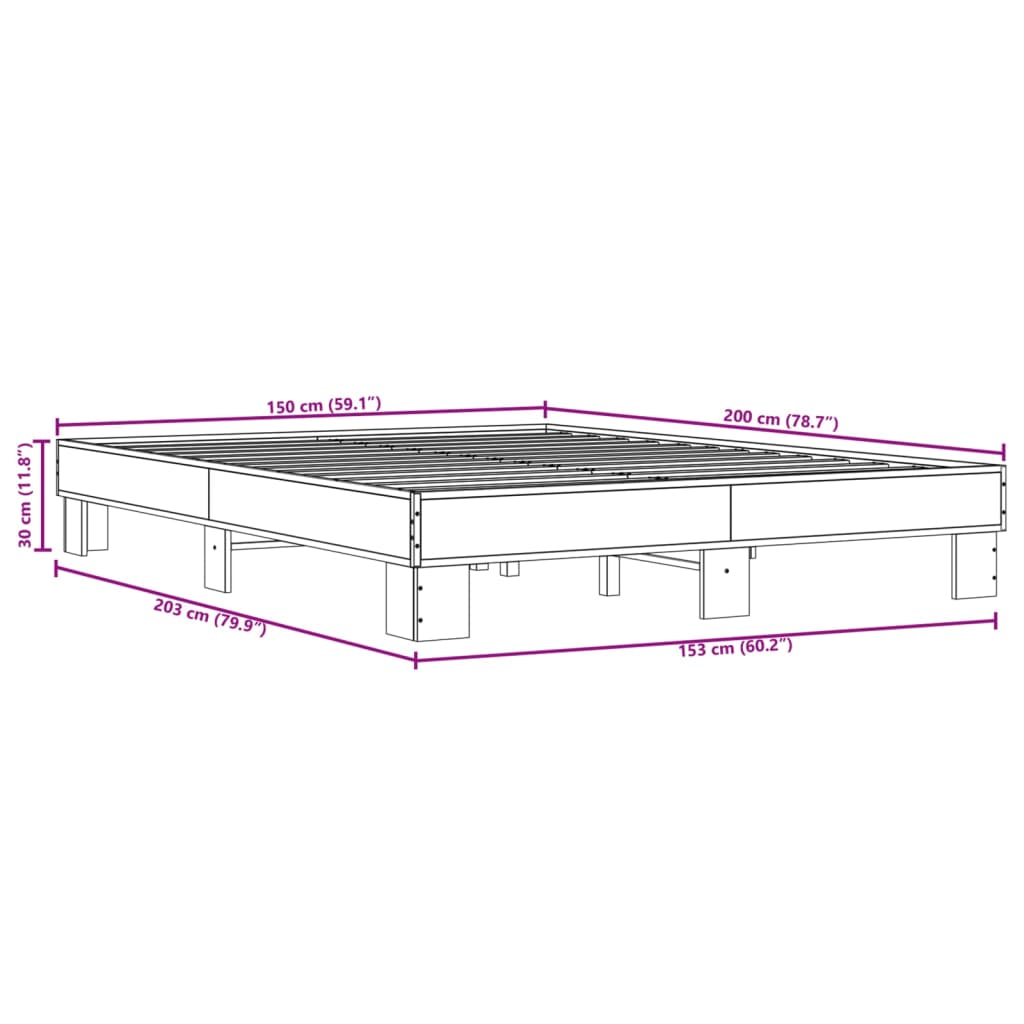 Cadre de lit sans matelas chêne sonoma 150x200 cm