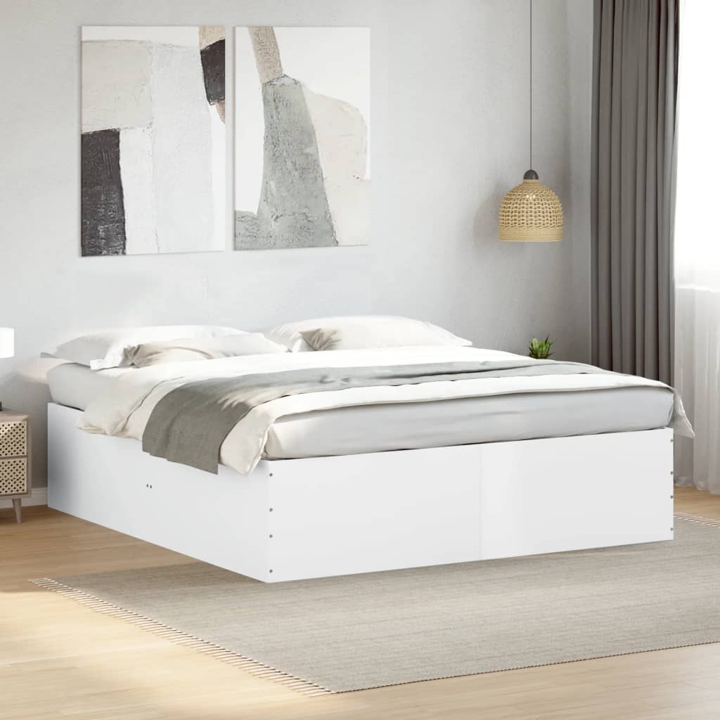 Cadre de lit sans matelas blanc 200x200 cm