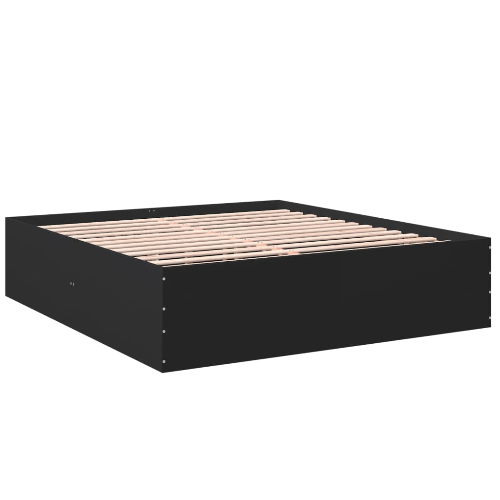 Cadre de lit sans matelas noir 200x200 cm