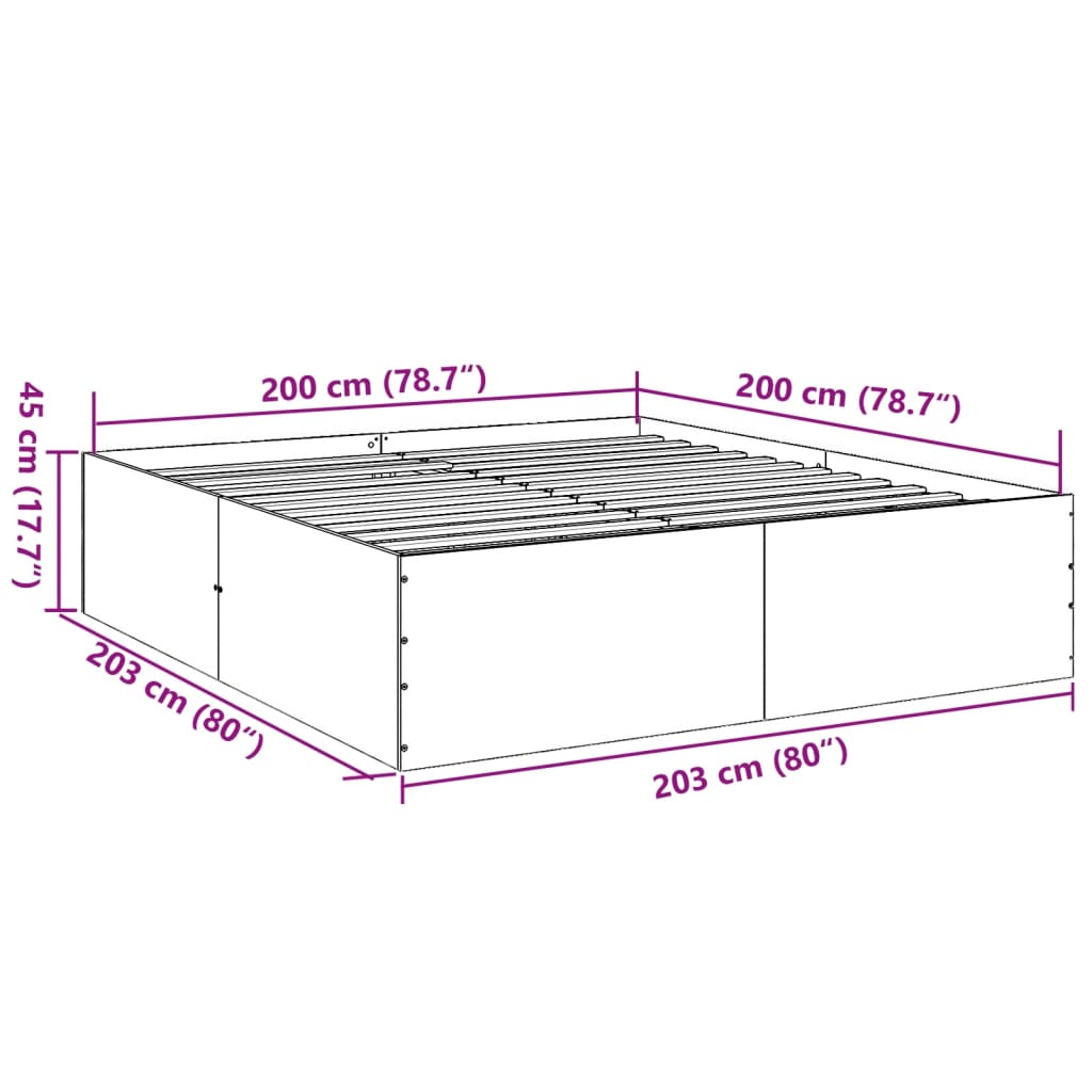 Cadre de lit sans matelas noir 200x200 cm