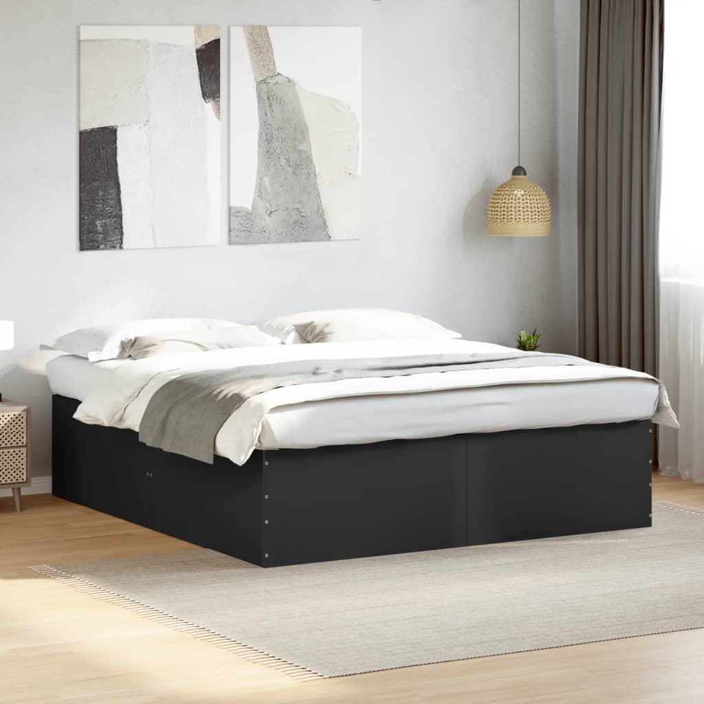 Cadre de lit sans matelas noir 200x200 cm