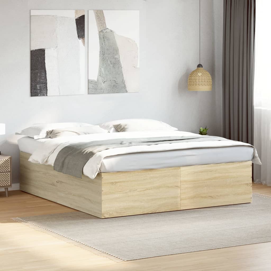 Bed frame without mattress sonoma oak 200x200 cm