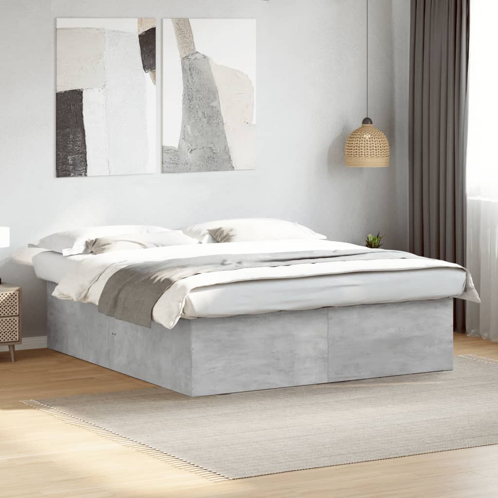 Cadre de lit sans matelas gris béton 200x200 cm