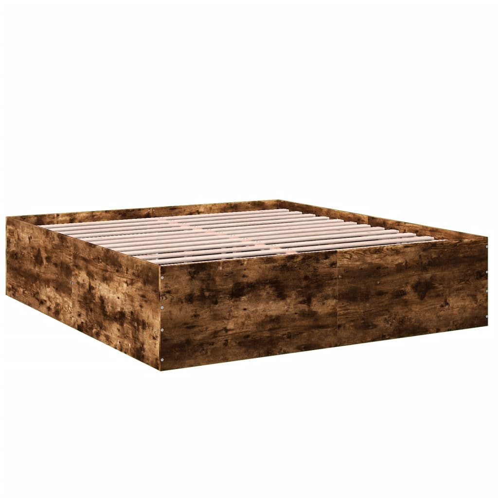 Cadre de lit sans matelas chêne fumé 200x200 cm