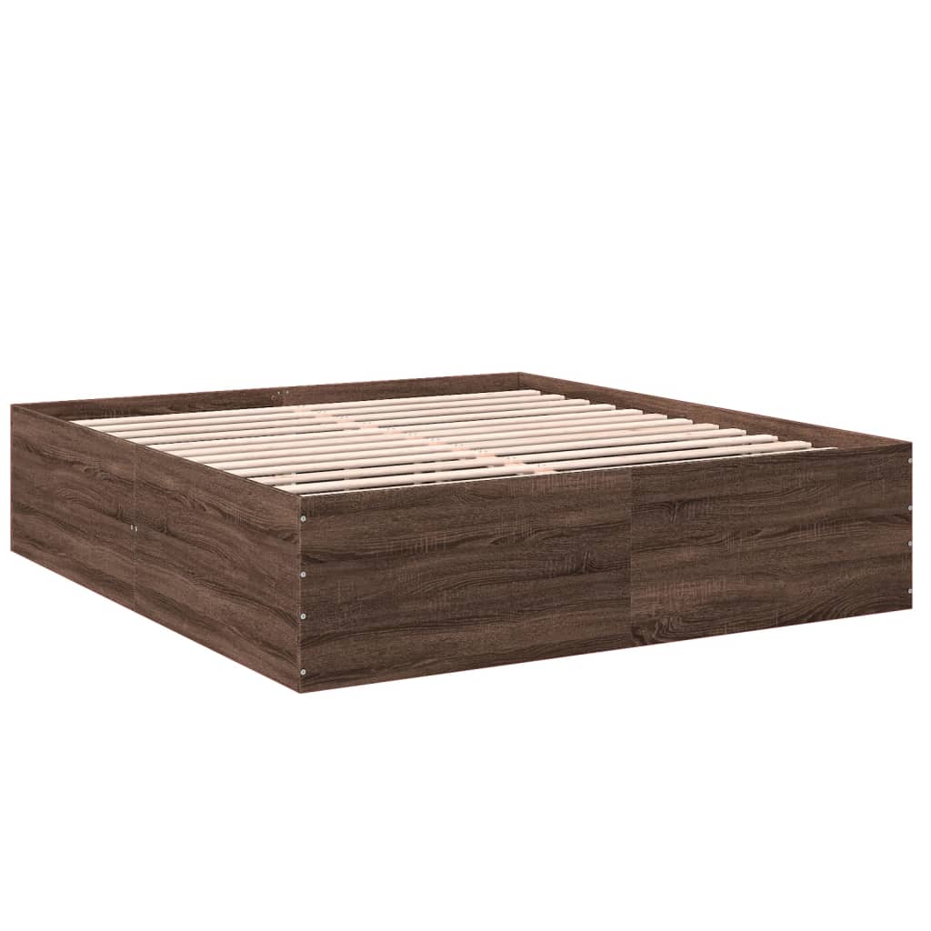 Bed frame without mattress brown oak 200x200 cm