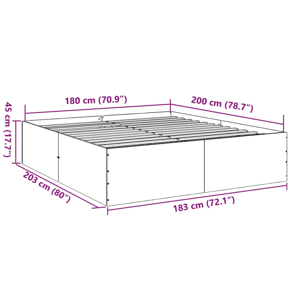 Cadre de lit sans matelas noir 180x200 cm