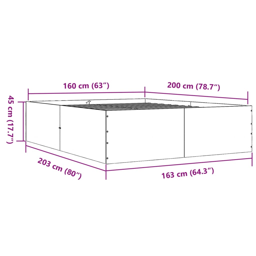 Cadre de lit sans matelas chêne sonoma 160x200 cm