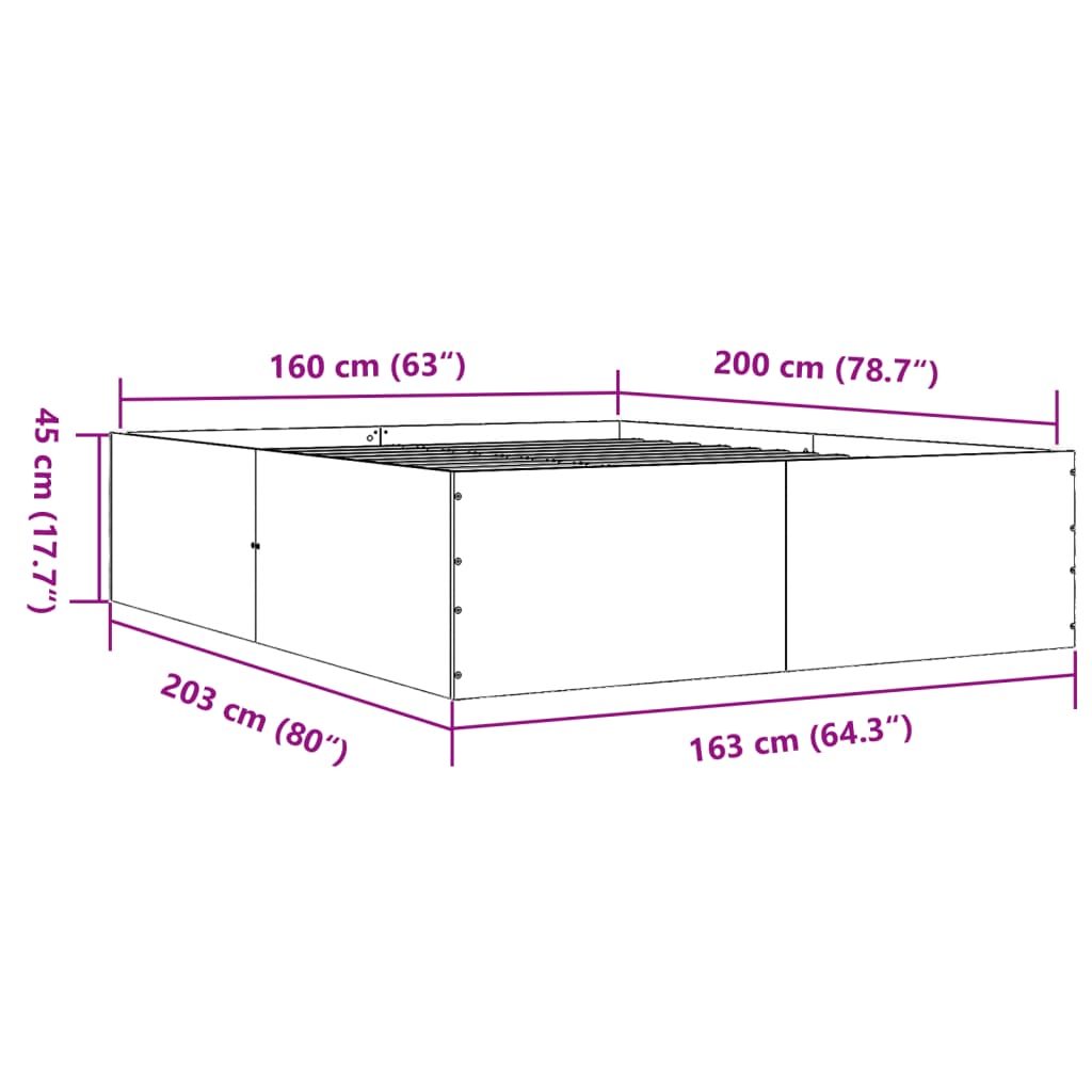 Cadre de lit sans matelas sonoma gris 160x200 cm