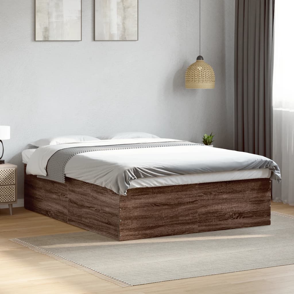 Cadre de lit sans matelas chêne marron 160x200 cm