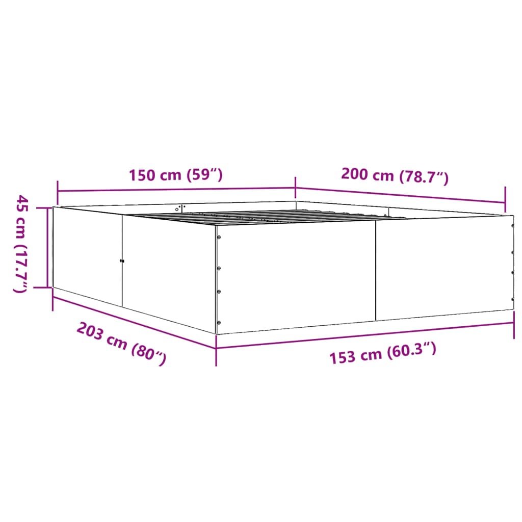 Cadre de lit sans matelas blanc 150x200 cm