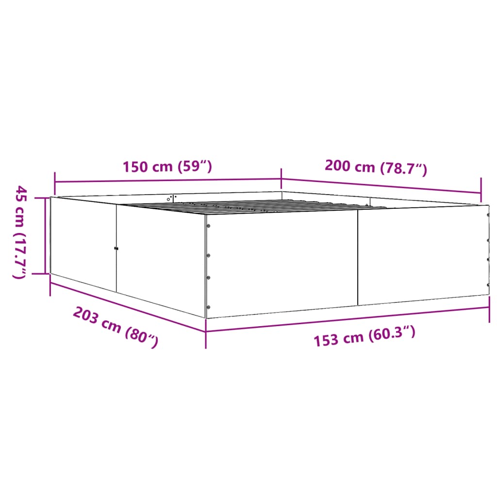 Cadre de lit sans matelas noir 150x200 cm