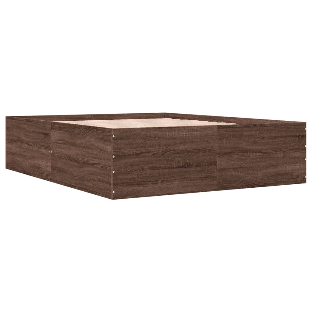 Cadre de lit sans matelas chêne marron 150x200 cm