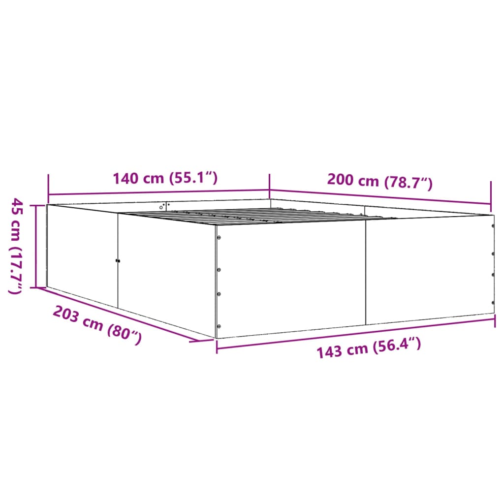 Cadre de lit sans matelas blanc 140x200 cm