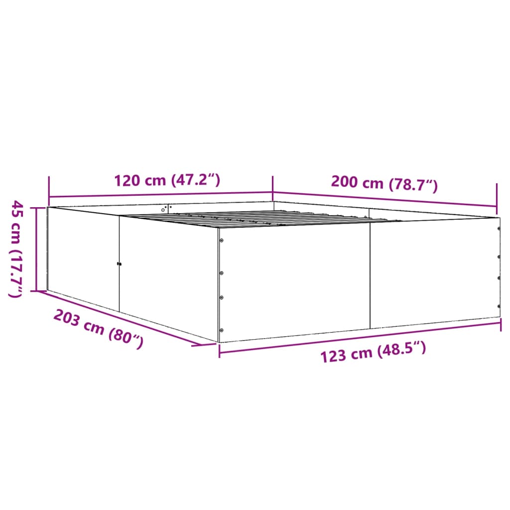 Cadre de lit sans matelas blanc 120x200 cm