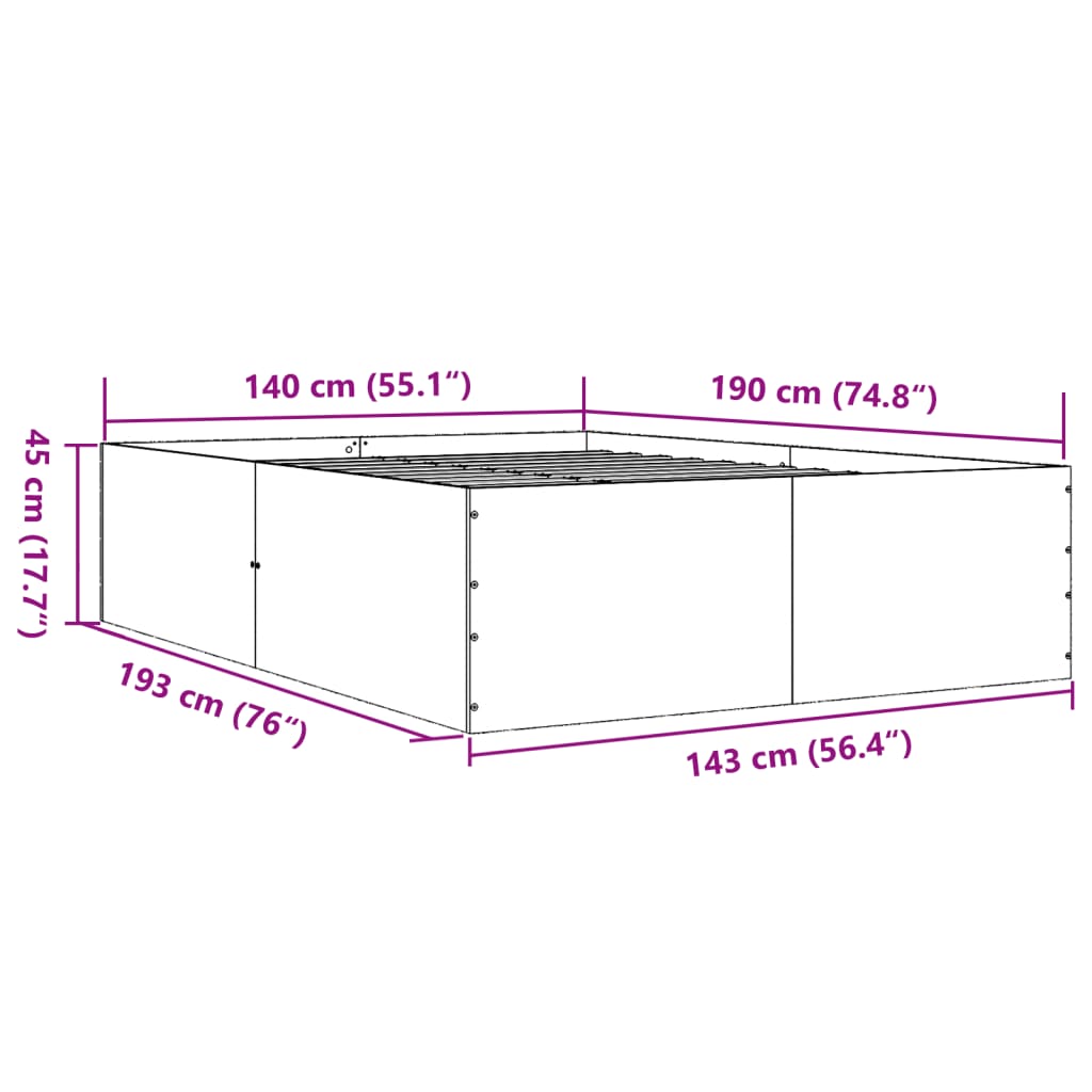 Cadre de lit sans matelas blanc 140x190 cm