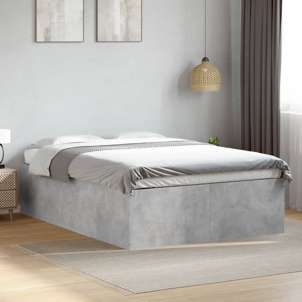 Cadre de lit sans matelas gris béton 140x190 cm