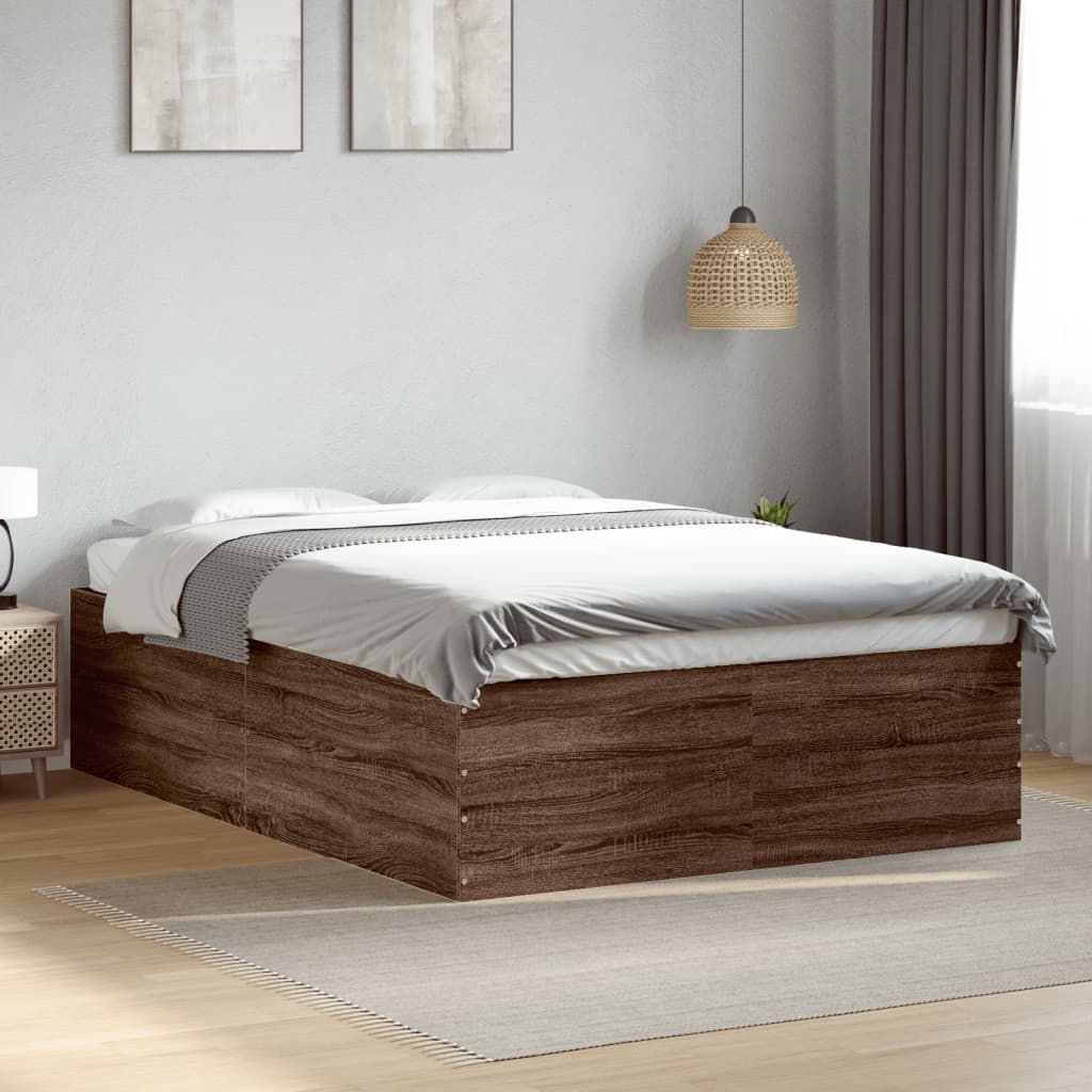 Cadre de lit sans matelas chêne marron 140x190 cm