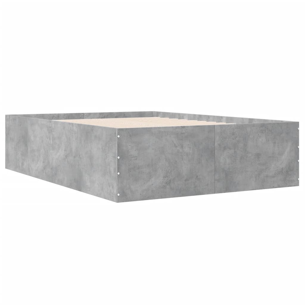 Cadre de lit sans matelas gris béton 135x190 cm