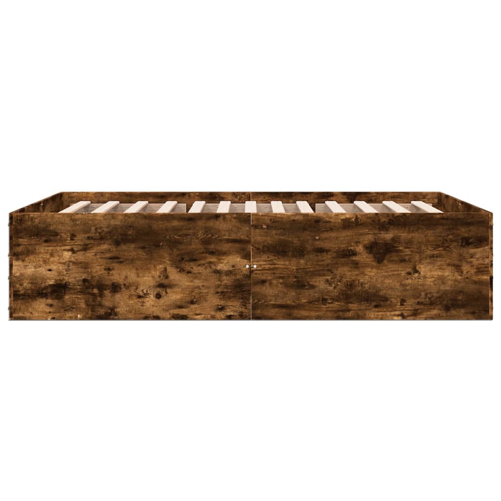 Cadre de lit sans matelas chêne fumé 135x190 cm