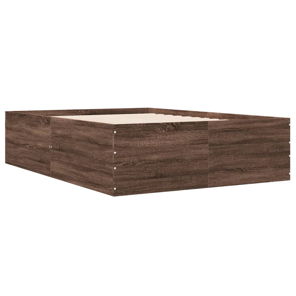 Cadre de lit sans matelas chêne marron 135x190 cm