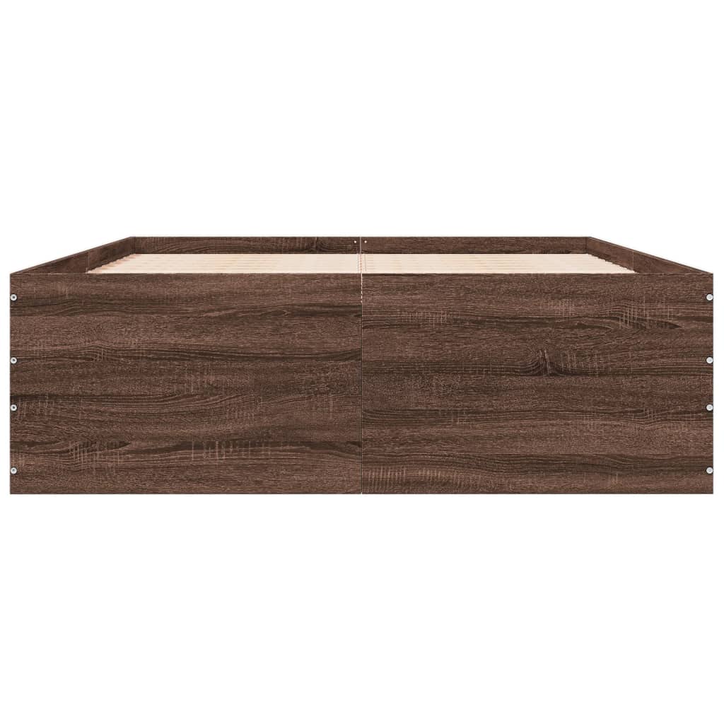 Cadre de lit sans matelas chêne marron 135x190 cm