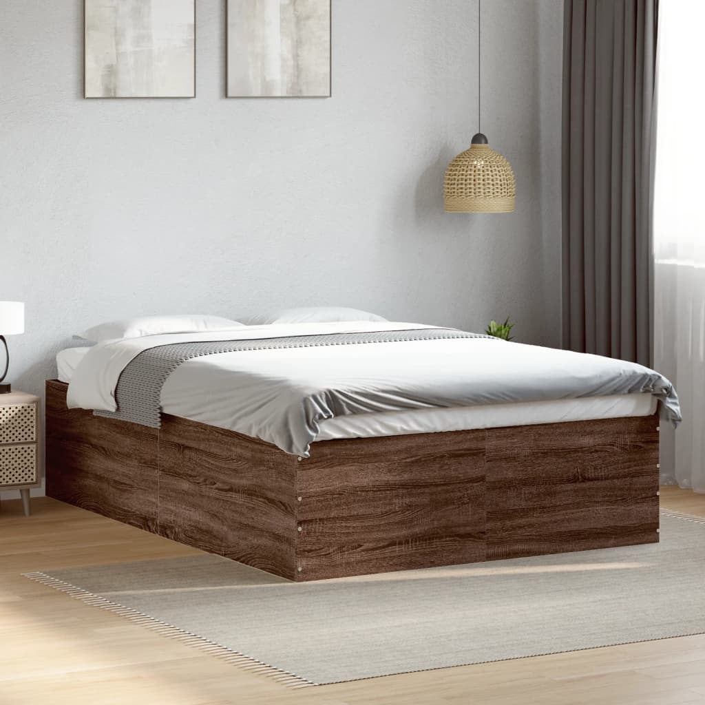 Cadre de lit sans matelas chêne marron 135x190 cm