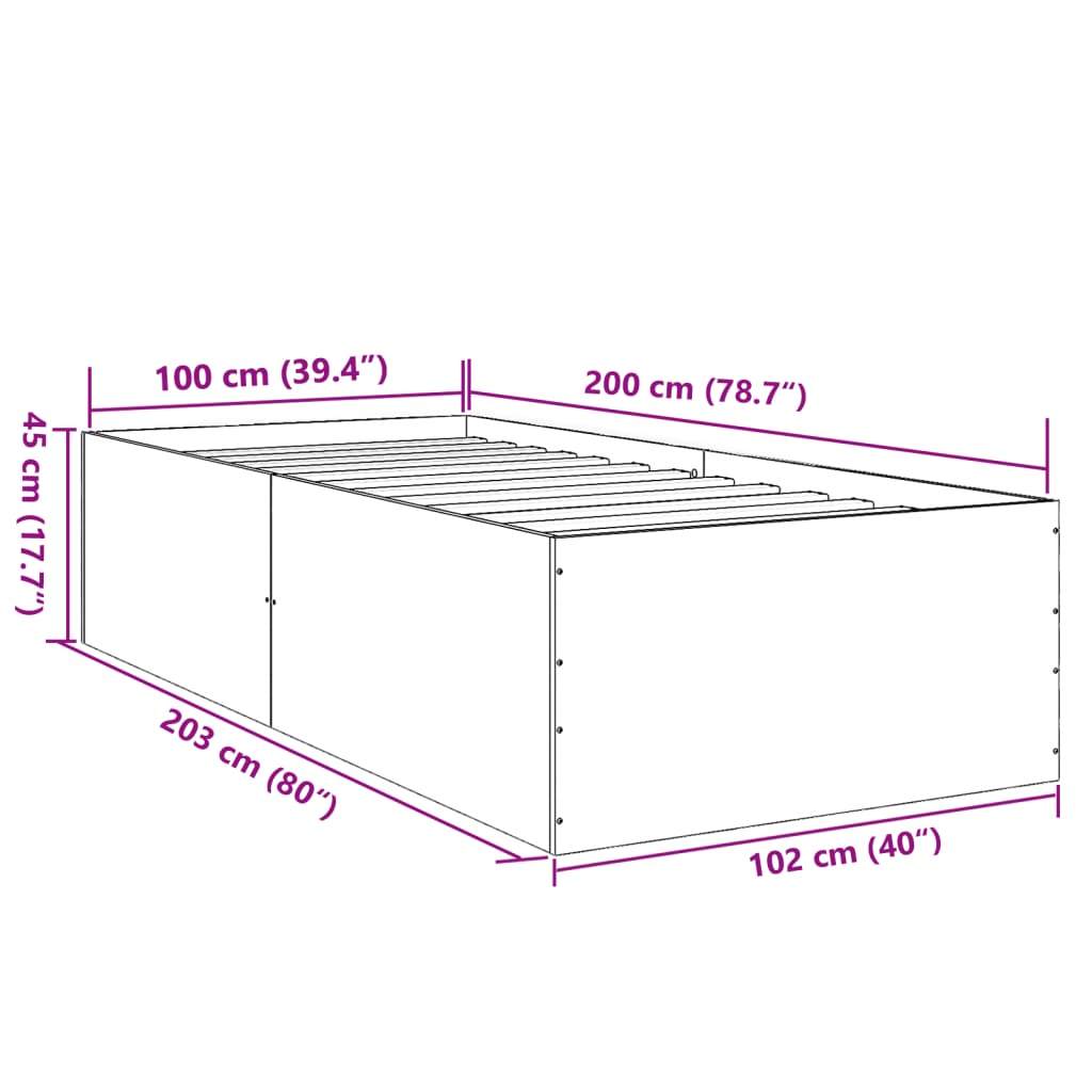 Cadre de lit sans matelas blanc 100x200 cm