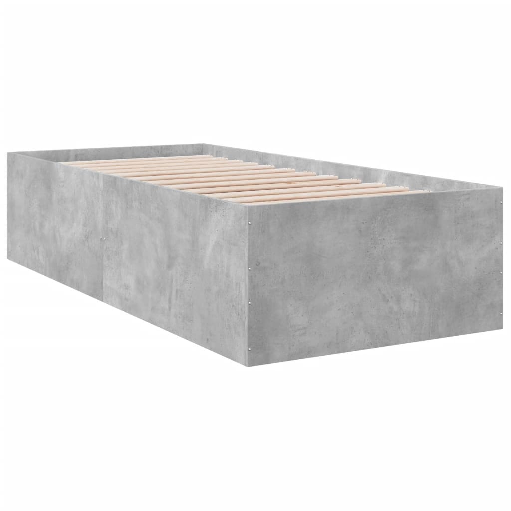 Bed frame without mattress concrete gray 100x200 cm